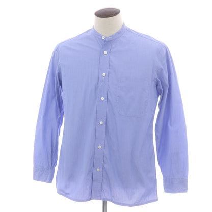 【中古】サルヴァトーレピッコロ Salvatore Piccolo EDIFICE別注 コットン ストライプ バンドカラー カジュアルシャツ ブルーxホワイト【 L 】【 状態ランクC 】【 メンズ 】