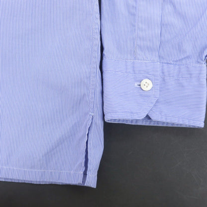 【中古】サルヴァトーレピッコロ Salvatore Piccolo EDIFICE別注 コットン ストライプ バンドカラー カジュアルシャツ ブルーxホワイト【 L 】【 状態ランクC 】【 メンズ 】