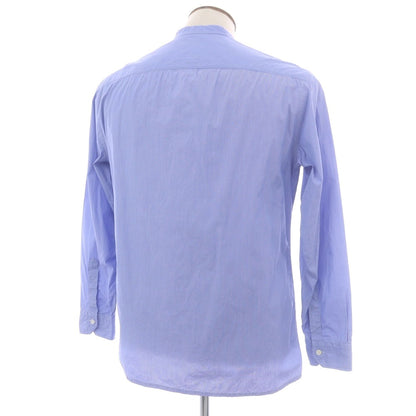 【中古】サルヴァトーレピッコロ Salvatore Piccolo EDIFICE別注 コットン ストライプ バンドカラー カジュアルシャツ ブルーxホワイト【 L 】【 状態ランクC 】【 メンズ 】