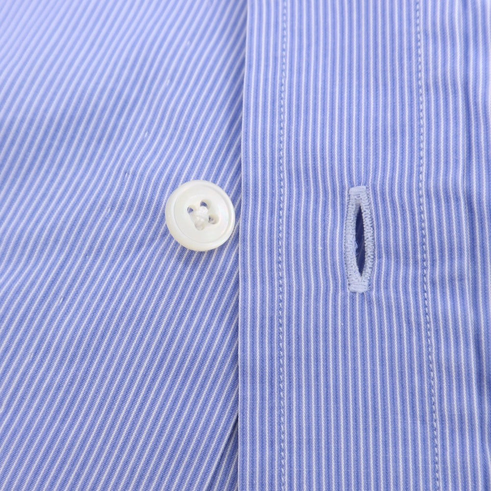 【中古】サルヴァトーレピッコロ Salvatore Piccolo EDIFICE別注 コットン ストライプ バンドカラー カジュアルシャツ ブルーxホワイト【 L 】【 状態ランクC 】【 メンズ 】