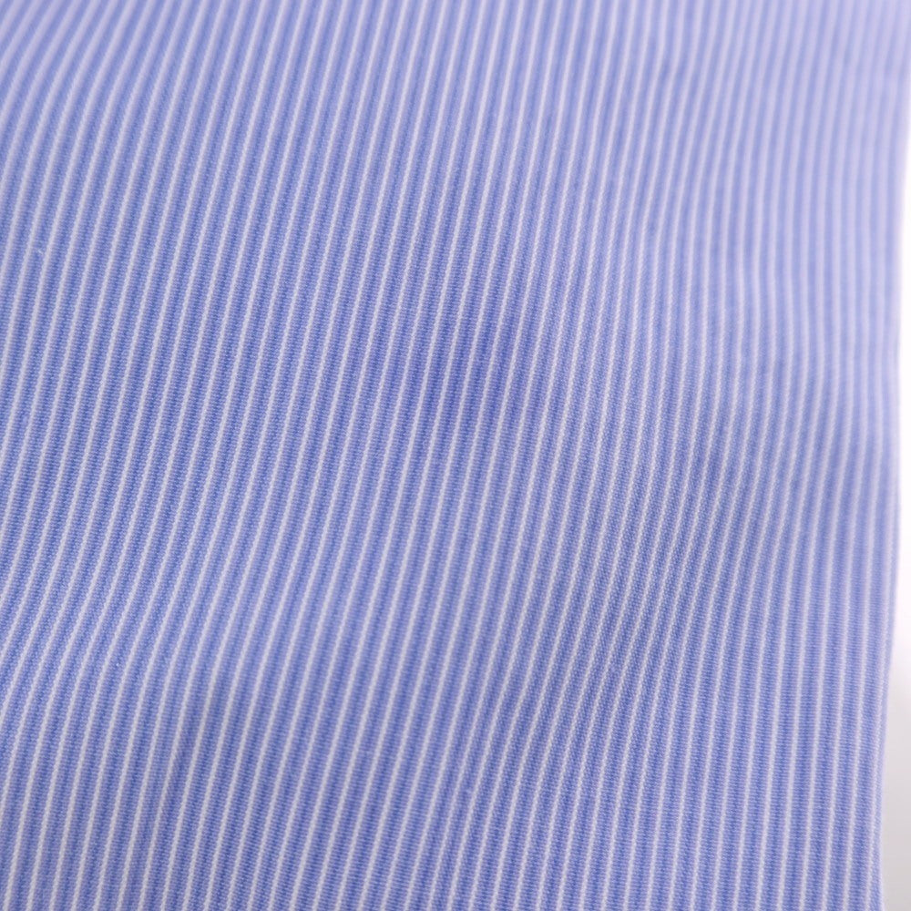 【中古】サルヴァトーレピッコロ Salvatore Piccolo EDIFICE別注 コットン ストライプ バンドカラー カジュアルシャツ ブルーxホワイト【 L 】【 状態ランクC 】【 メンズ 】