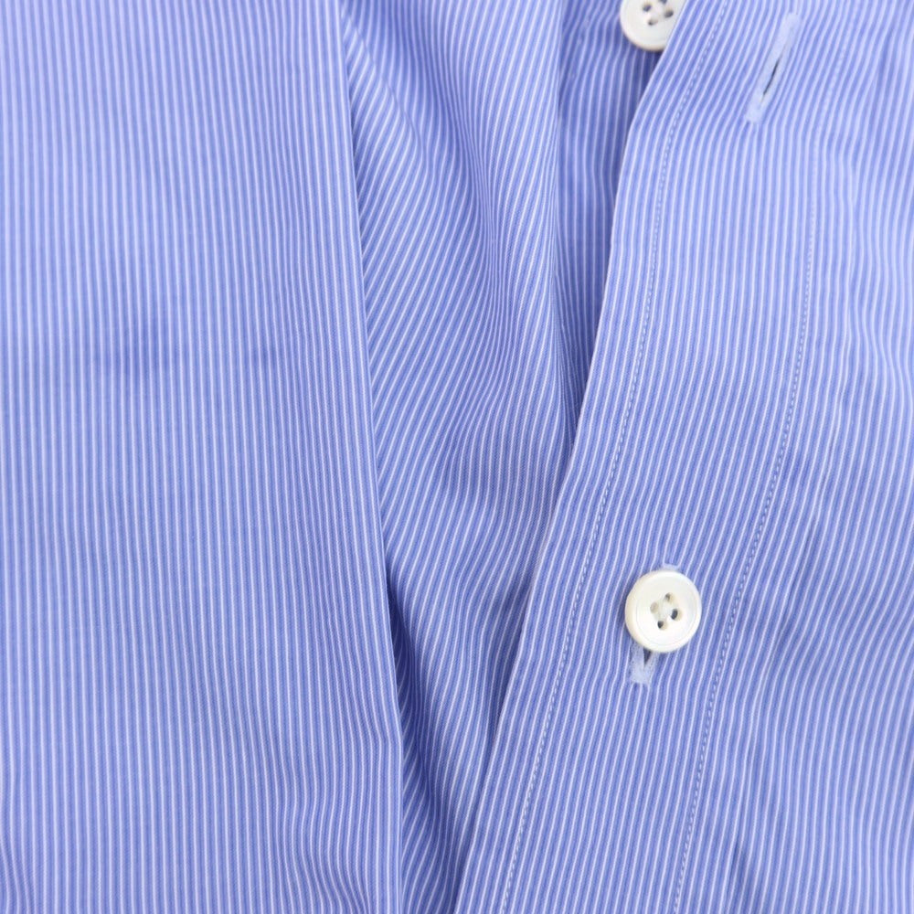 【中古】サルヴァトーレピッコロ Salvatore Piccolo EDIFICE別注 コットン ストライプ バンドカラー カジュアルシャツ ブルーxホワイト【 L 】【 状態ランクC 】【 メンズ 】