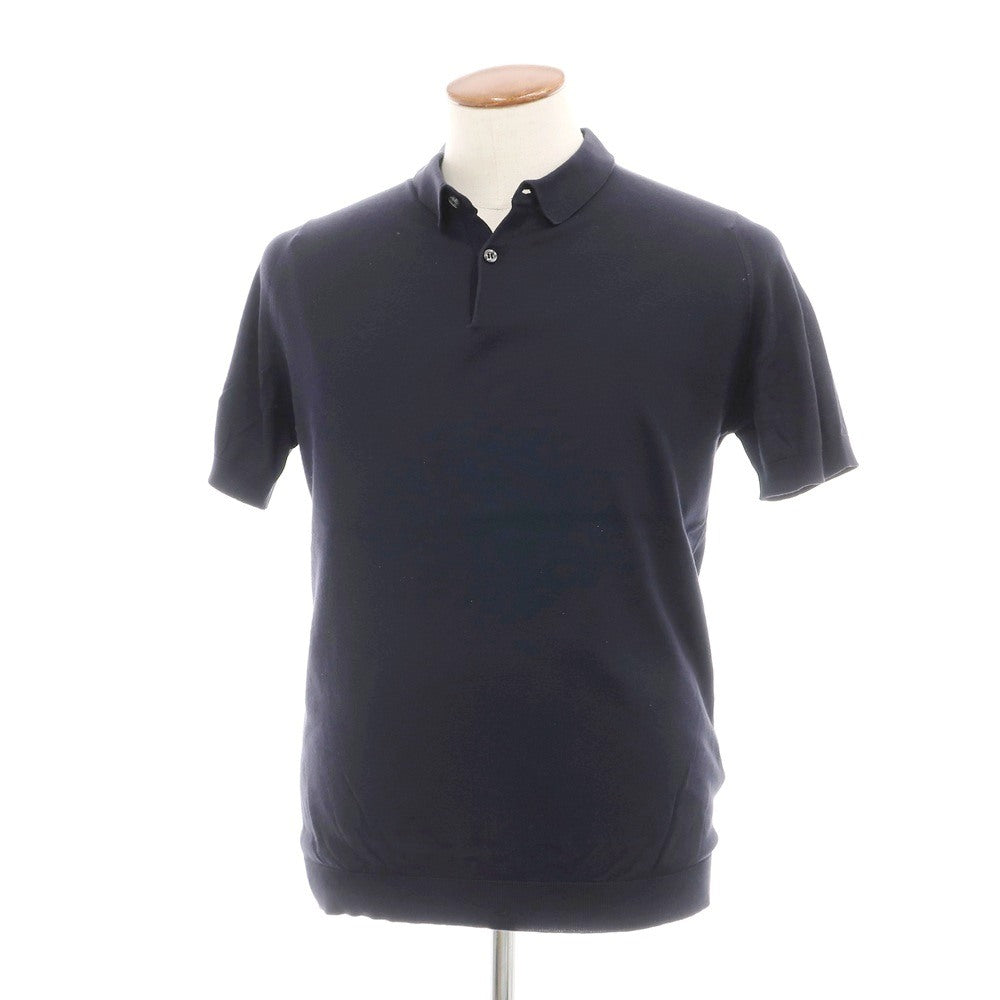 【中古】ジョンスメドレー JOHN SMEDLEY ハイゲージ シーアイランドコットン 半袖 ポロニット ネイビー【サイズM】【 状態ランクC 】【 メンズ 】