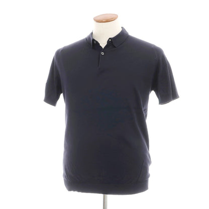 【中古】ジョンスメドレー JOHN SMEDLEY ハイゲージ シーアイランドコットン 半袖 ポロニット ネイビー【サイズM】【 状態ランクC 】【 メンズ 】