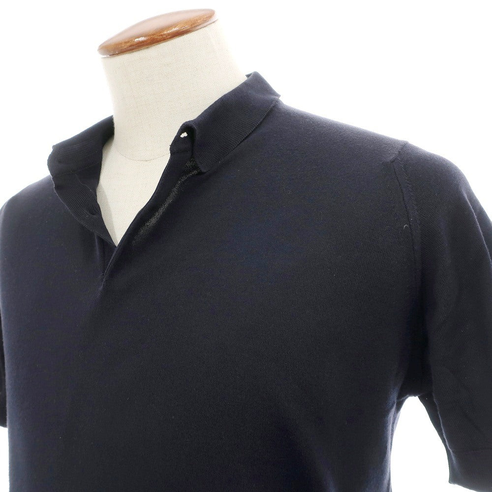 【中古】ジョンスメドレー JOHN SMEDLEY ハイゲージ シーアイランドコットン 半袖 ポロニット ネイビー【サイズM】【 状態ランクC 】【 メンズ 】