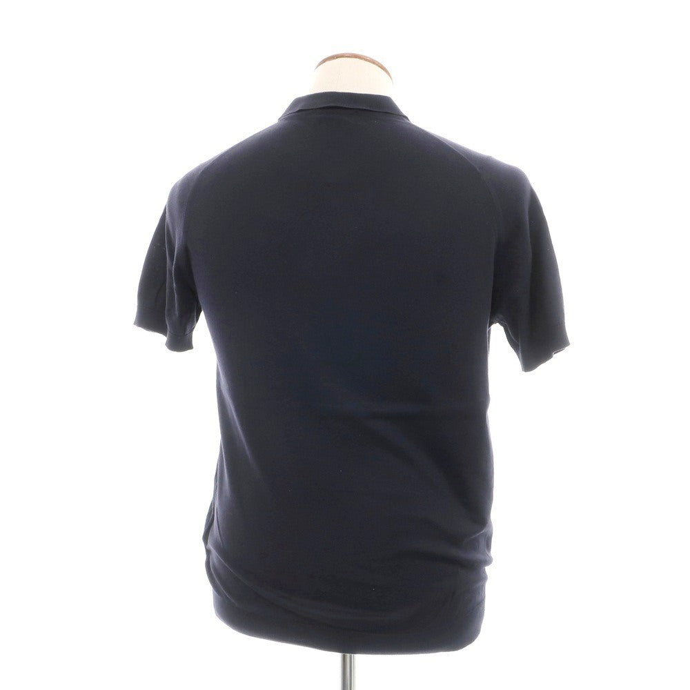 【中古】ジョンスメドレー JOHN SMEDLEY ハイゲージ シーアイランドコットン 半袖 ポロニット ネイビー【サイズM】【 状態ランクC 】【 メンズ 】