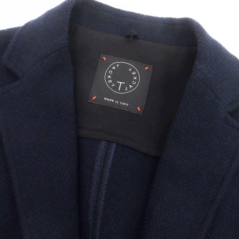 【中古】ティージャケット T-JACKET ウールナイロン ヘリンボーン 2B カジュアルジャケット ネイビー【 L 】【 状態ランクA 】【 メンズ 】