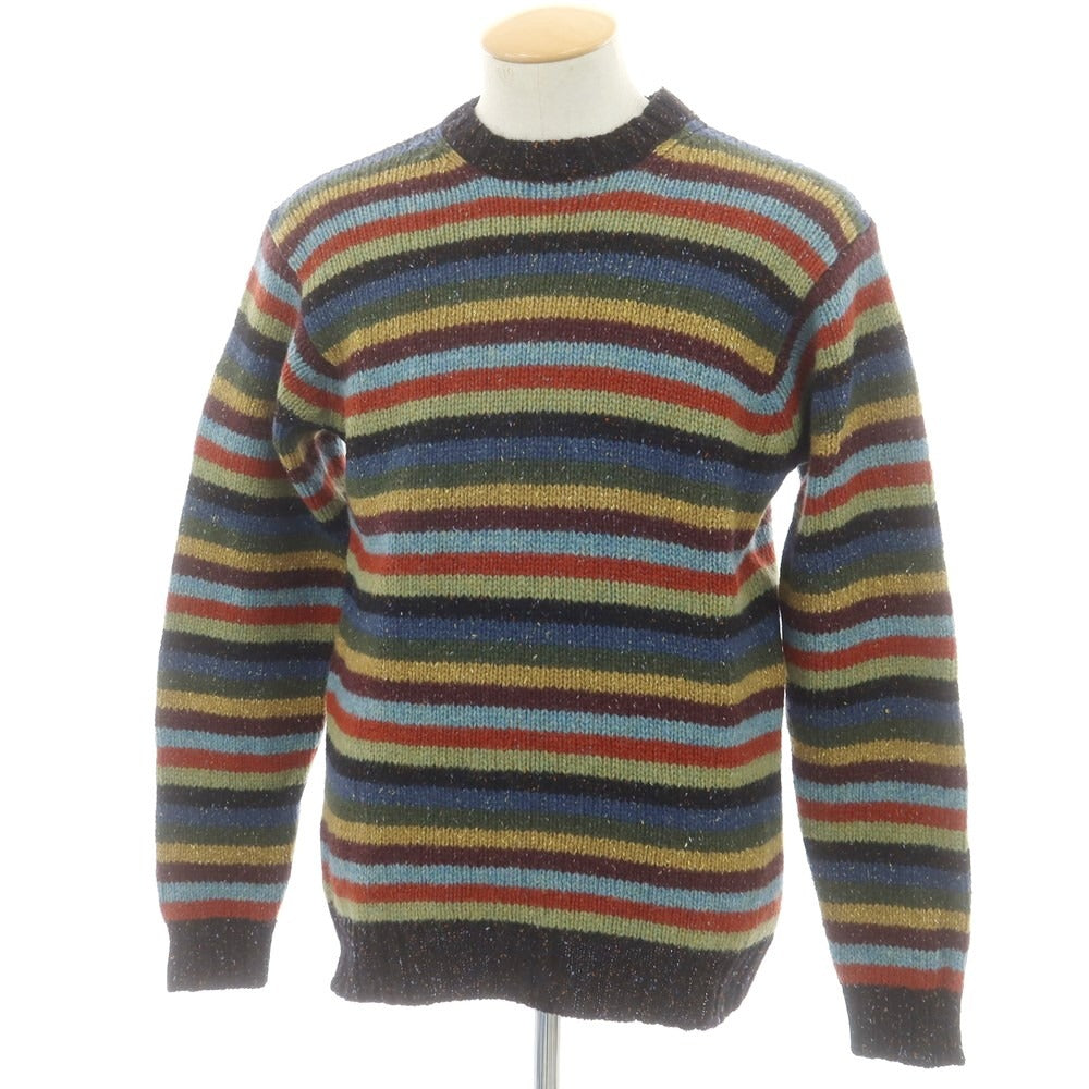 【中古】マカラスター Macalastair ウールシルク ボーダー クルーネック プルオーバーニット マルチカラー【 38 】【 状態ランクA 】【 メンズ 】
