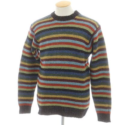 【中古】マカラスター Macalastair ウールシルク ボーダー クルーネック プルオーバーニット マルチカラー【 38 】【 状態ランクA 】【 メンズ 】