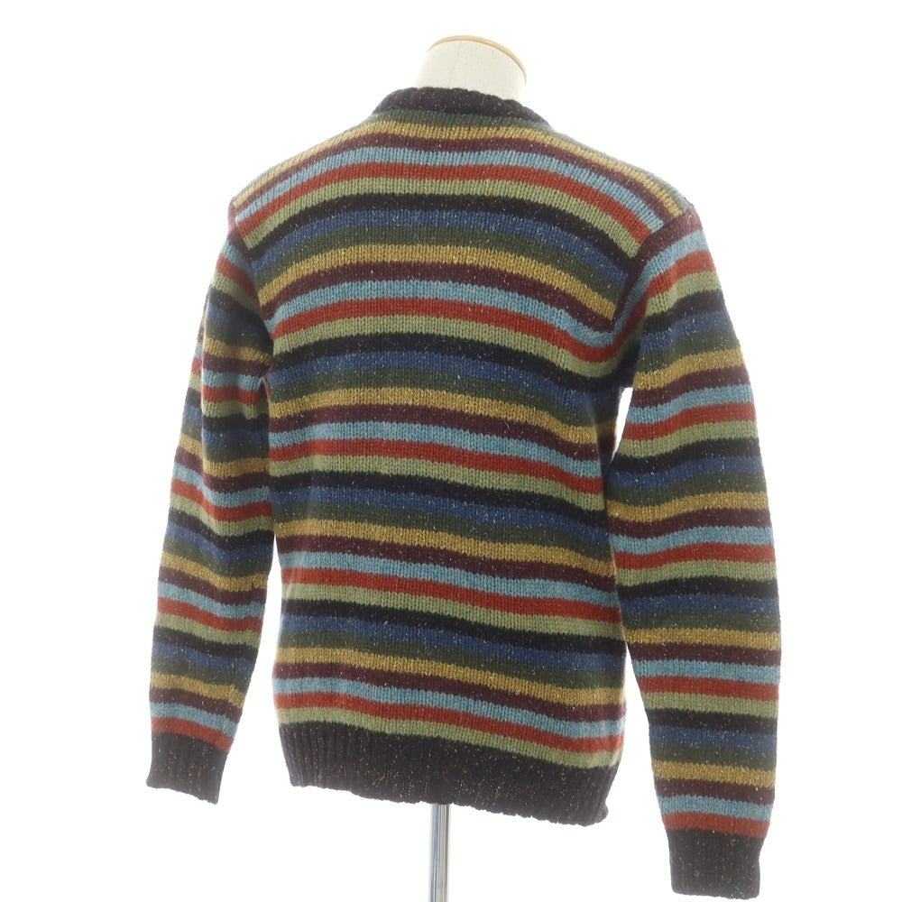 【中古】マカラスター Macalastair ウールシルク ボーダー クルーネック プルオーバーニット マルチカラー【 38 】【 状態ランクA 】【 メンズ 】