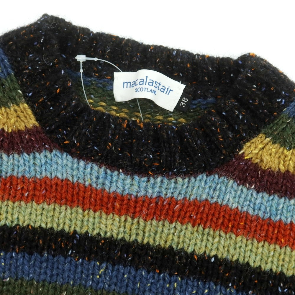 【中古】マカラスター Macalastair ウールシルク ボーダー クルーネック プルオーバーニット マルチカラー【 38 】【 状態ランクA 】【 メンズ 】