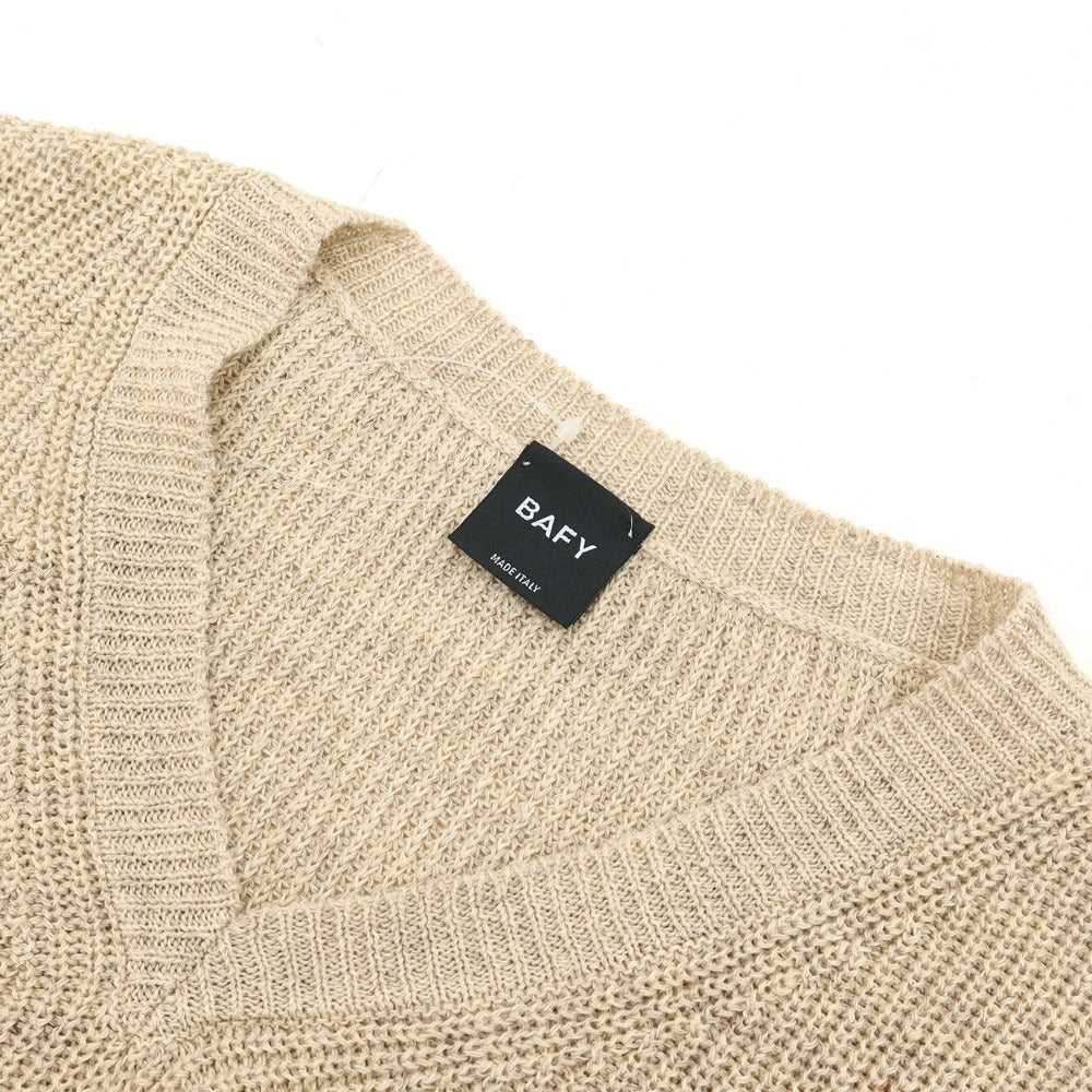 【中古】バフィー BAFY リネンコットン Vネック ニットベスト ベージュ【サイズ48】【 状態ランクA 】【 メンズ 】