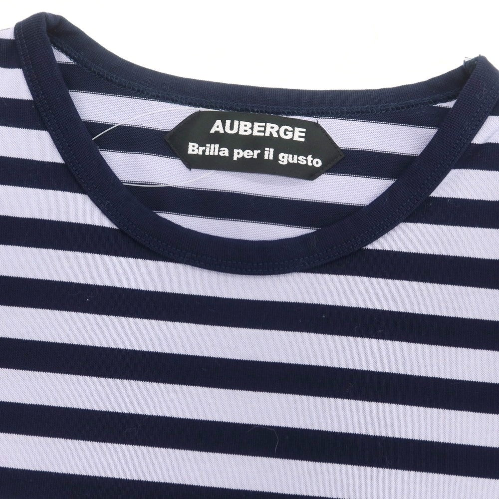 【中古】オーベルジュ AUBERGE Brilla per il gusto別注 ボーダー クルーネック 長袖Ｔシャツ ラベンダーxネイビー【サイズ40】【 状態ランクA 】【 メンズ 】 [CPD]