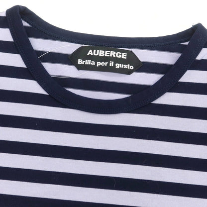 【中古】オーベルジュ AUBERGE Brilla per il gusto別注 ボーダー クルーネック 長袖Ｔシャツ ラベンダーxネイビー【サイズ40】【 状態ランクA 】【 メンズ 】 [CPD]
