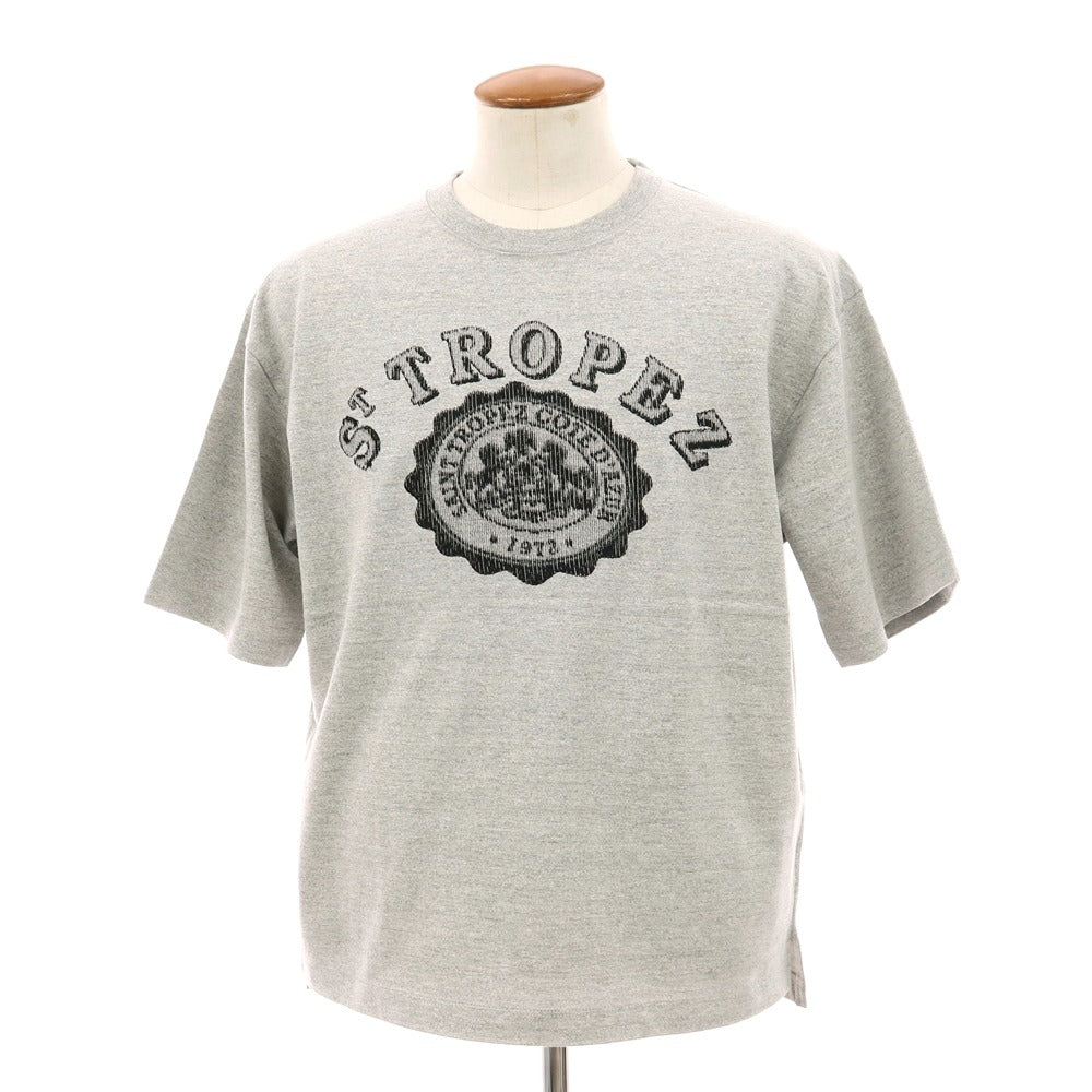 【中古】オーベルジュ AUBERGE コットンレーヨン 刺しゅうロゴ クルーネック 半袖Ｔシャツ グレー【サイズ38】【 状態ランクA 】【 メンズ 】