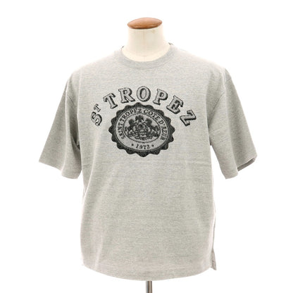 【中古】オーベルジュ AUBERGE コットンレーヨン 刺しゅうロゴ クルーネック 半袖Ｔシャツ グレー【サイズ38】【 状態ランクA 】【 メンズ 】