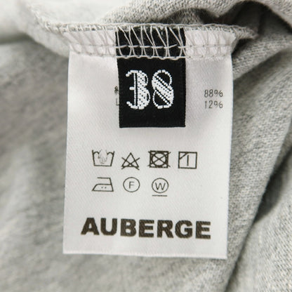 【中古】オーベルジュ AUBERGE コットンレーヨン 刺しゅうロゴ クルーネック 半袖Ｔシャツ グレー【サイズ38】【 状態ランクA 】【 メンズ 】