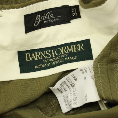 【中古】バーンストーマー BARNSTORMER Brilla per il gusto別注 コットン ベイカーパンツ ワークパンツ オリーブ【サイズ33】【 状態ランクB 】【 メンズ 】