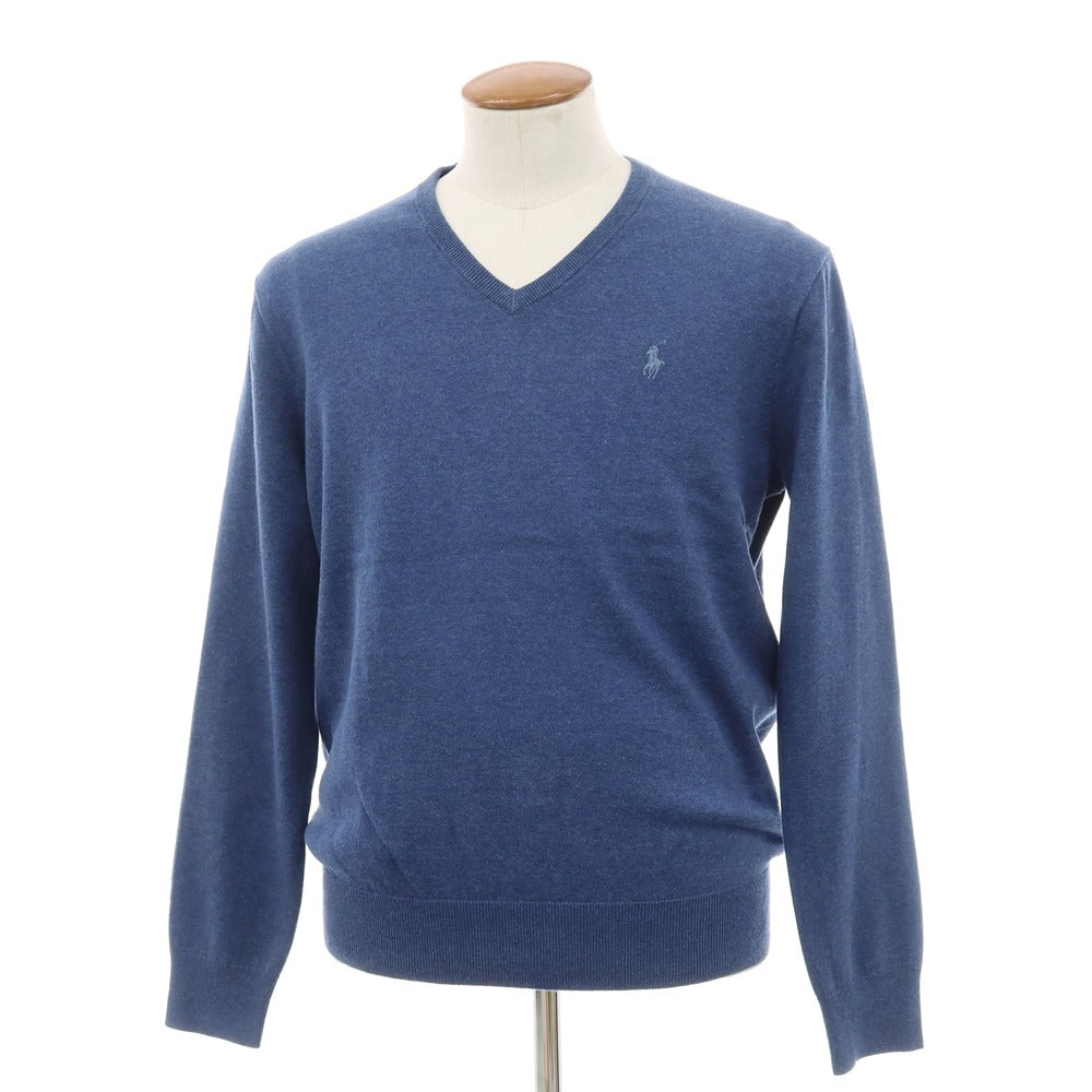 【中古】ポロ ラルフローレン Polo Ralph Lauren ピマコットン Vネック プルオーバーニット ダークブルー系【サイズM】【 状態ランクB 】【 メンズ 】