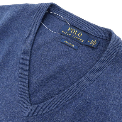 【中古】ポロ ラルフローレン Polo Ralph Lauren ピマコットン Vネック プルオーバーニット ダークブルー系【サイズM】【 状態ランクB 】【 メンズ 】