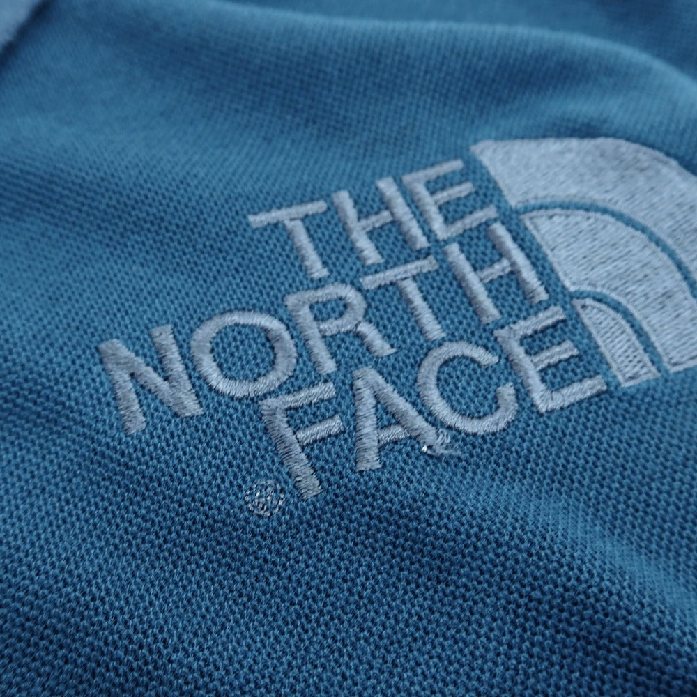 【中古】ザノースフェイス THE NORTH FACE 鹿の子 ポリエステル 半袖ポロシャツ ブルー系【サイズL】【 状態ランクC 】【 メンズ 】