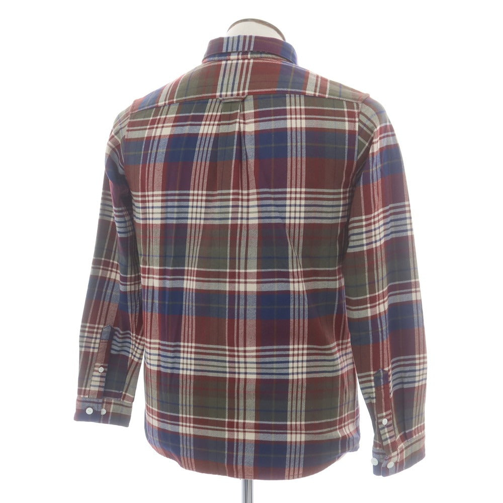 【中古】ザノースフェイス THE NORTH FACE ポリエステルコットン チェック ボタンダウン カジュアルシャツ ブラウンxダークレッド【サイズL】【 状態ランクB 】【 メンズ 】 [CPD]