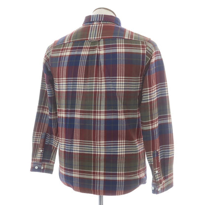 【中古】ザノースフェイス THE NORTH FACE ポリエステルコットン チェック ボタンダウン カジュアルシャツ ブラウンxダークレッド【サイズL】【 状態ランクB 】【 メンズ 】 [CPD]