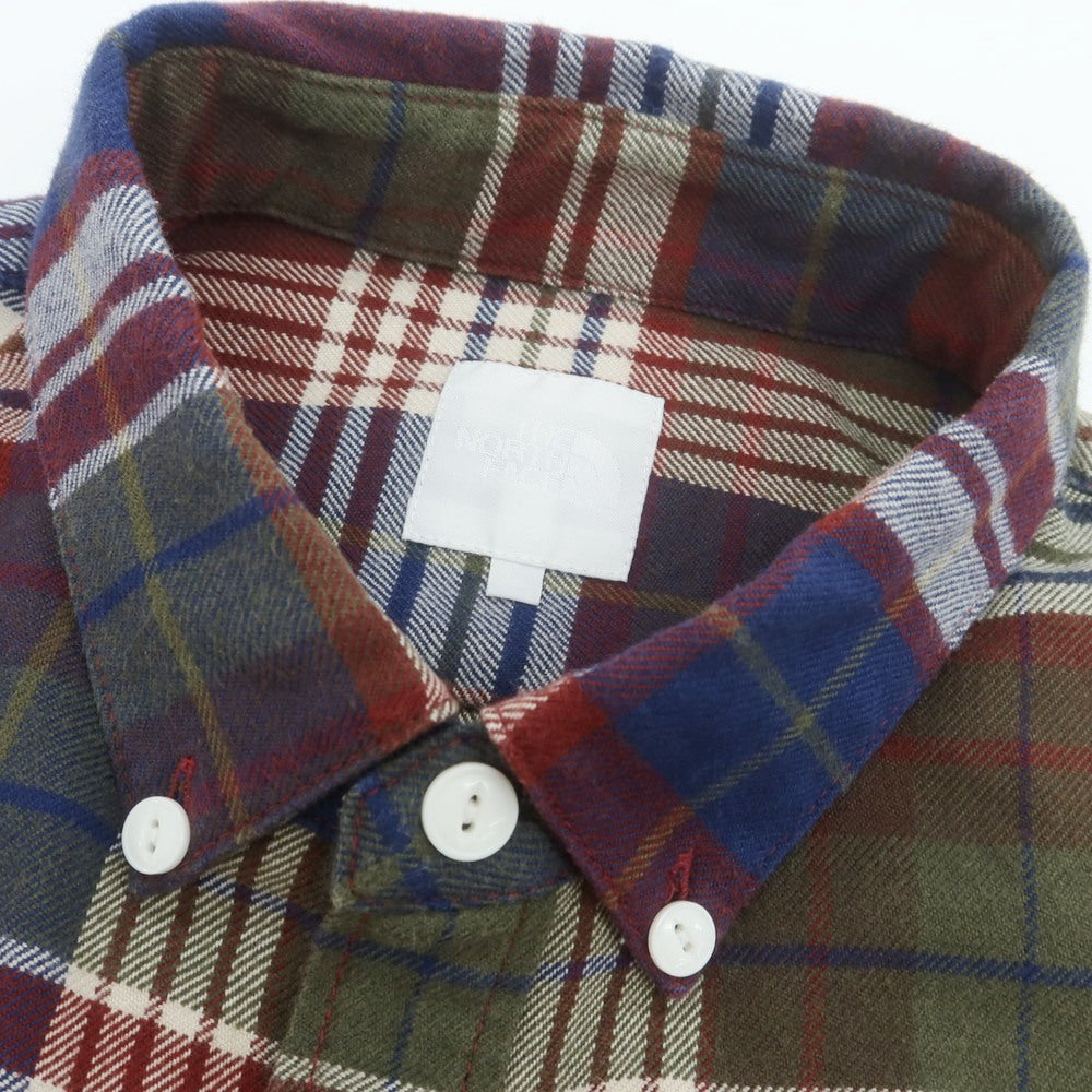 【中古】ザノースフェイス THE NORTH FACE ポリエステルコットン チェック ボタンダウン カジュアルシャツ ブラウンxダークレッド【 L 】【 状態ランクB 】【 メンズ 】