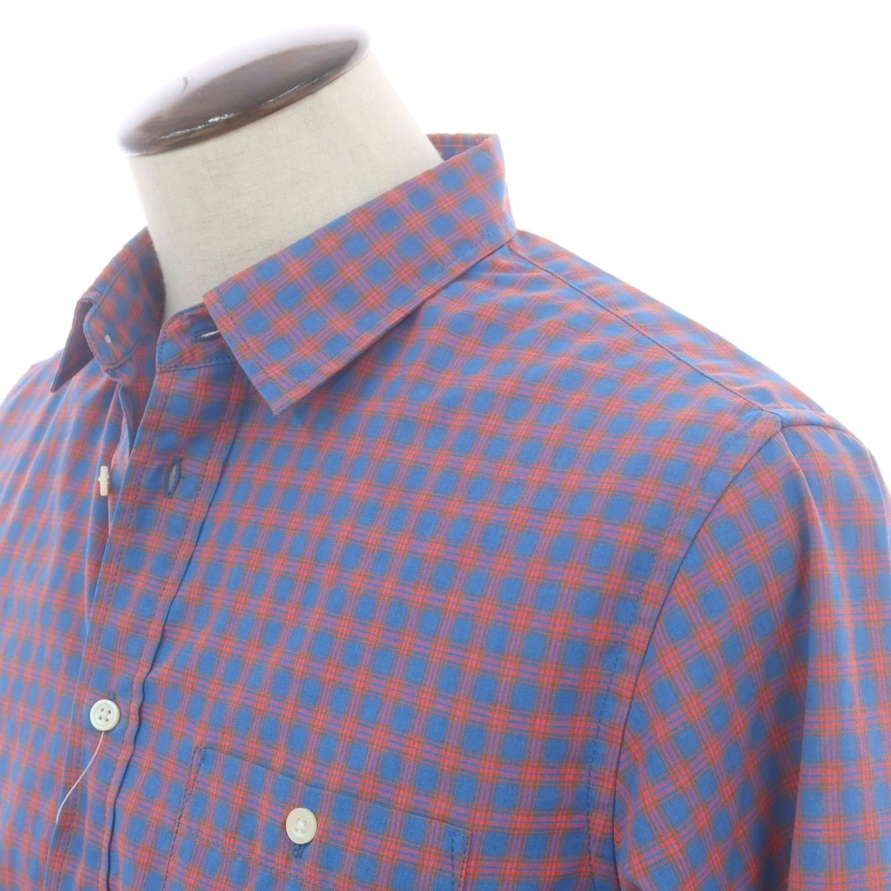 【中古】ザノースフェイス THE NORTH FACE ポリエステルマキシフレッシュ チェック カジュアルシャツ ライトブルーxオレンジ【 L 】【 状態ランクB 】【 メンズ 】