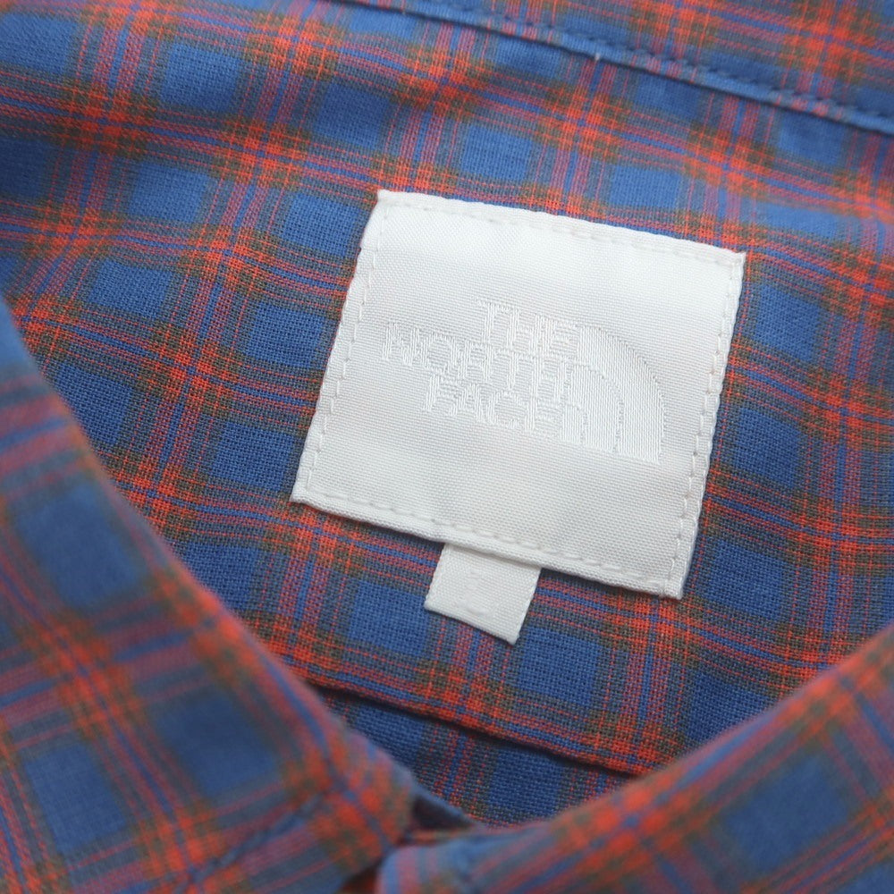 【中古】ザノースフェイス THE NORTH FACE ポリエステルマキシフレッシュ チェック カジュアルシャツ ライトブルーxオレンジ【 L 】【 状態ランクB 】【 メンズ 】