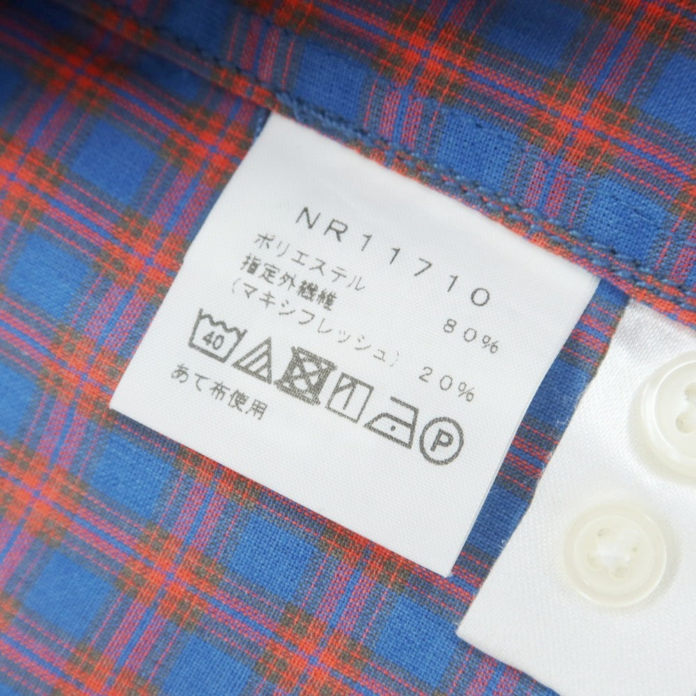 【中古】ザノースフェイス THE NORTH FACE ポリエステルマキシフレッシュ チェック カジュアルシャツ ライトブルーxオレンジ【サイズL】【 状態ランクB 】【 メンズ 】 [CPD]