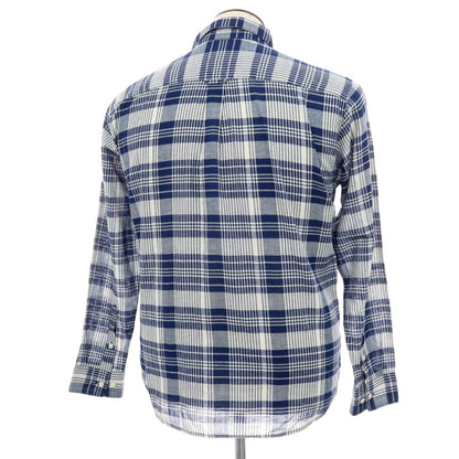 【中古】ザノースフェイス THE NORTH FACE ポリエステルコットンリネン チェック カジュアルシャツ ライトネイビーxホワイト【サイズL】【 状態ランクB 】【 メンズ 】 [DPD]