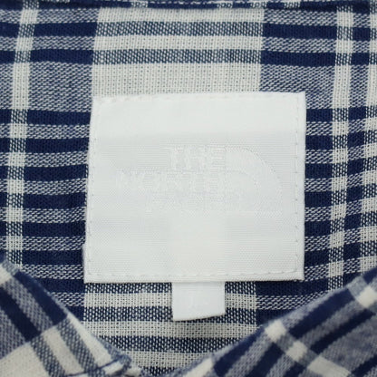 【中古】ザノースフェイス THE NORTH FACE ポリエステルコットンリネン チェック カジュアルシャツ ライトネイビーxホワイト【サイズL】【 状態ランクB 】【 メンズ 】