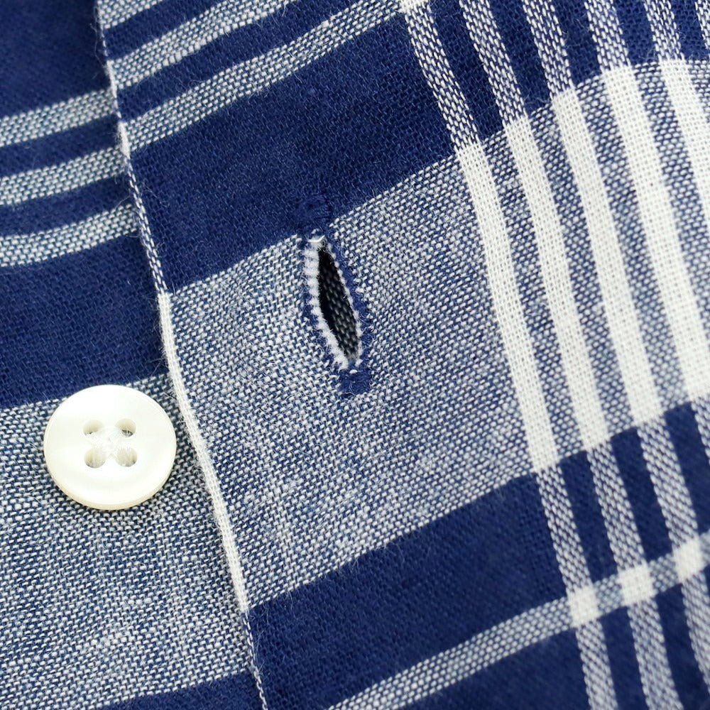 【中古】ザノースフェイス THE NORTH FACE ポリエステルコットンリネン チェック カジュアルシャツ ライトネイビーxホワイト【サイズL】【 状態ランクB 】【 メンズ 】