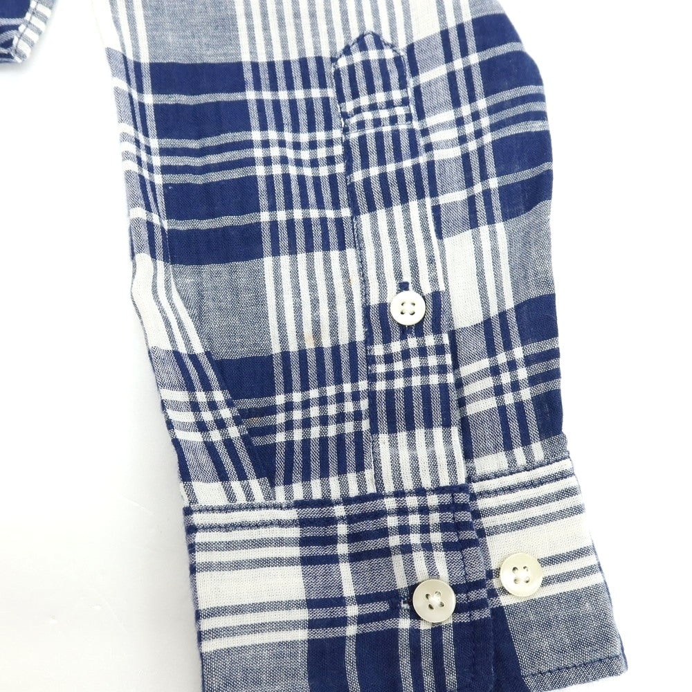 【中古】ザノースフェイス THE NORTH FACE ポリエステルコットンリネン チェック カジュアルシャツ ライトネイビーxホワイト【サイズL】【 状態ランクB 】【 メンズ 】