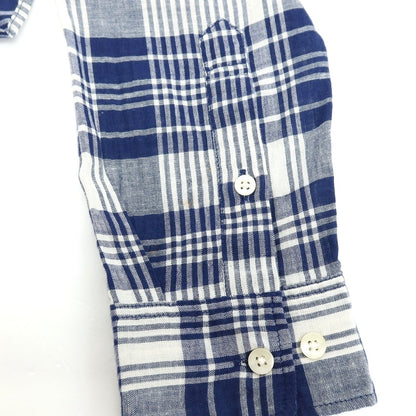 【中古】ザノースフェイス THE NORTH FACE ポリエステルコットンリネン チェック カジュアルシャツ ライトネイビーxホワイト【サイズL】【 状態ランクB 】【 メンズ 】