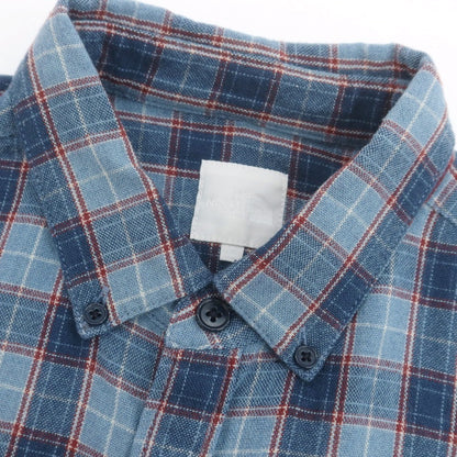 【中古】ザノースフェイス THE NORTH FACE ウールナイロン チェック ボタンダウン カジュアルシャツ ライトブルーxダークレッド【 L 】【 状態ランクB 】【 メンズ 】