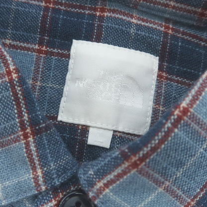 【中古】ザノースフェイス THE NORTH FACE ウールナイロン チェック ボタンダウン カジュアルシャツ ライトブルーxダークレッド【 L 】【 状態ランクB 】【 メンズ 】