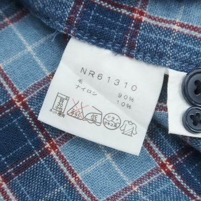 【中古】ザノースフェイス THE NORTH FACE ウールナイロン チェック ボタンダウン カジュアルシャツ ライトブルーxダークレッド【 L 】【 状態ランクB 】【 メンズ 】