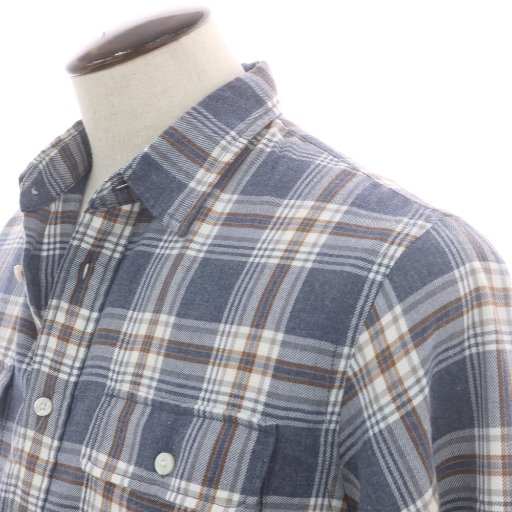 【中古】ザノースフェイス THE NORTH FACE ポリエステルコットン チェック カジュアルシャツ グレイッシュネイビーxホワイト【サイズL】【 状態ランクB 】【 メンズ 】 [CPD]