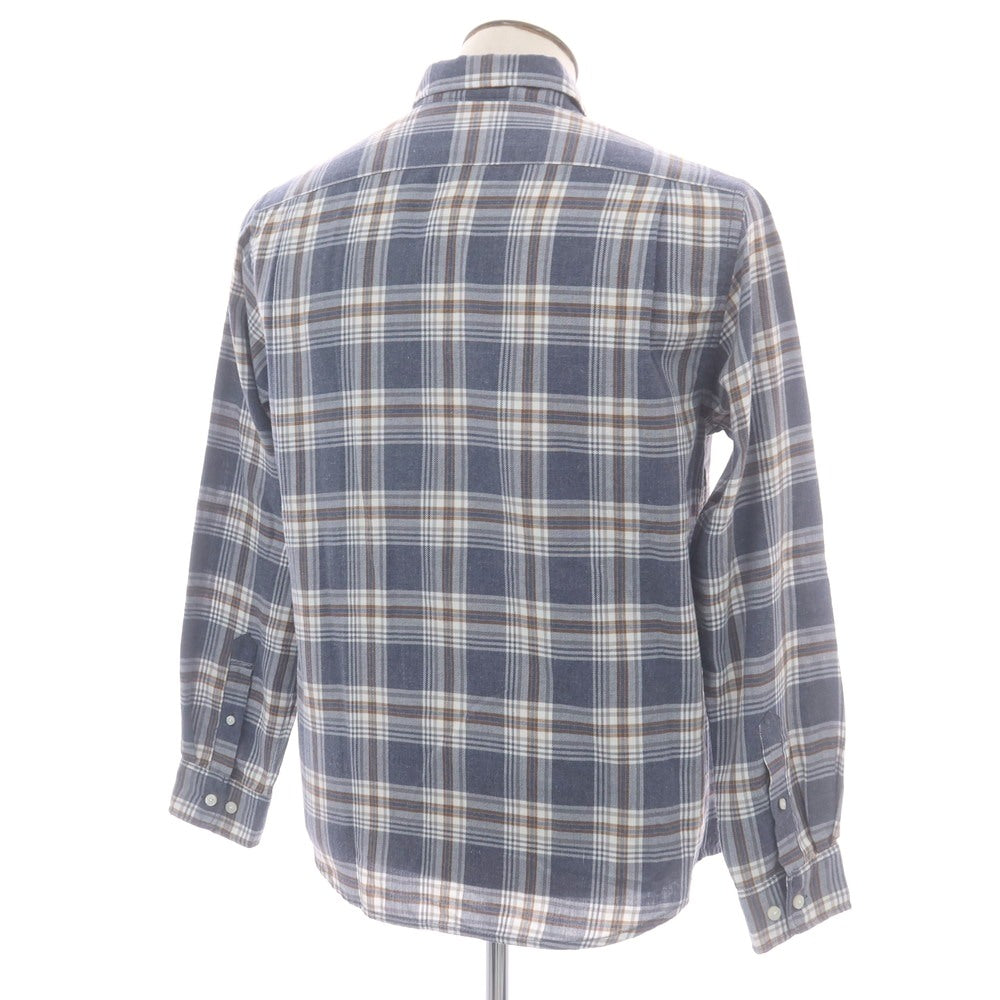 【中古】ザノースフェイス THE NORTH FACE ポリエステルコットン チェック カジュアルシャツ グレイッシュネイビーxホワイト【サイズL】【 状態ランクB 】【 メンズ 】 [CPD]
