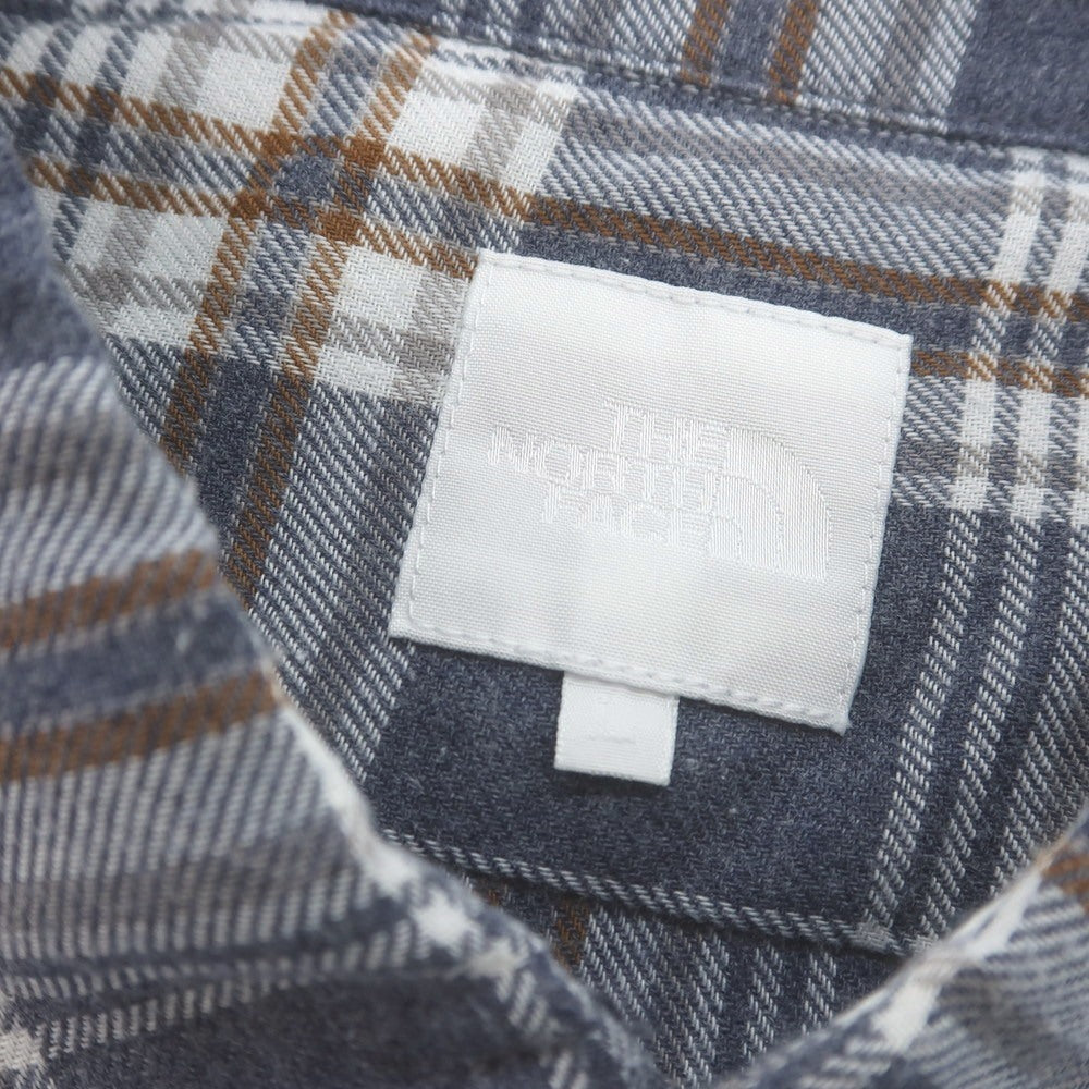 【中古】ザノースフェイス THE NORTH FACE ポリエステルコットン チェック カジュアルシャツ グレイッシュネイビーxホワイト【サイズL】【 状態ランクB 】【 メンズ 】 [CPD]
