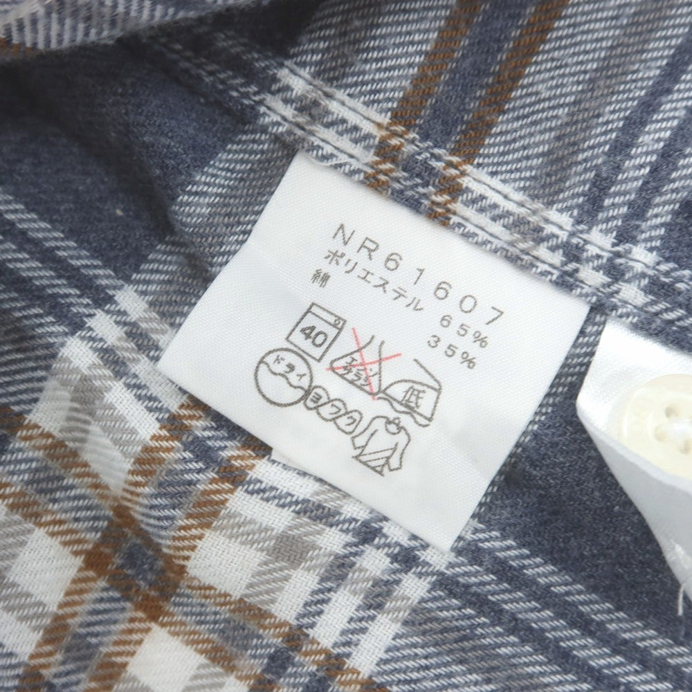 【中古】ザノースフェイス THE NORTH FACE ポリエステルコットン チェック カジュアルシャツ グレイッシュネイビーxホワイト【サイズL】【 状態ランクB 】【 メンズ 】 [CPD]