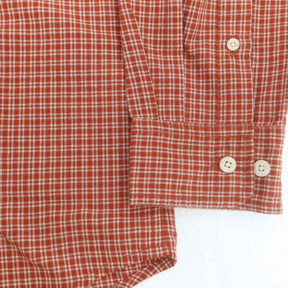 【中古】ザノースフェイス THE NORTH FACE ポリエステル チェック カジュアルシャツ オレンジレッド系xホワイト【 L 】【 状態ランクB 】【 メンズ 】