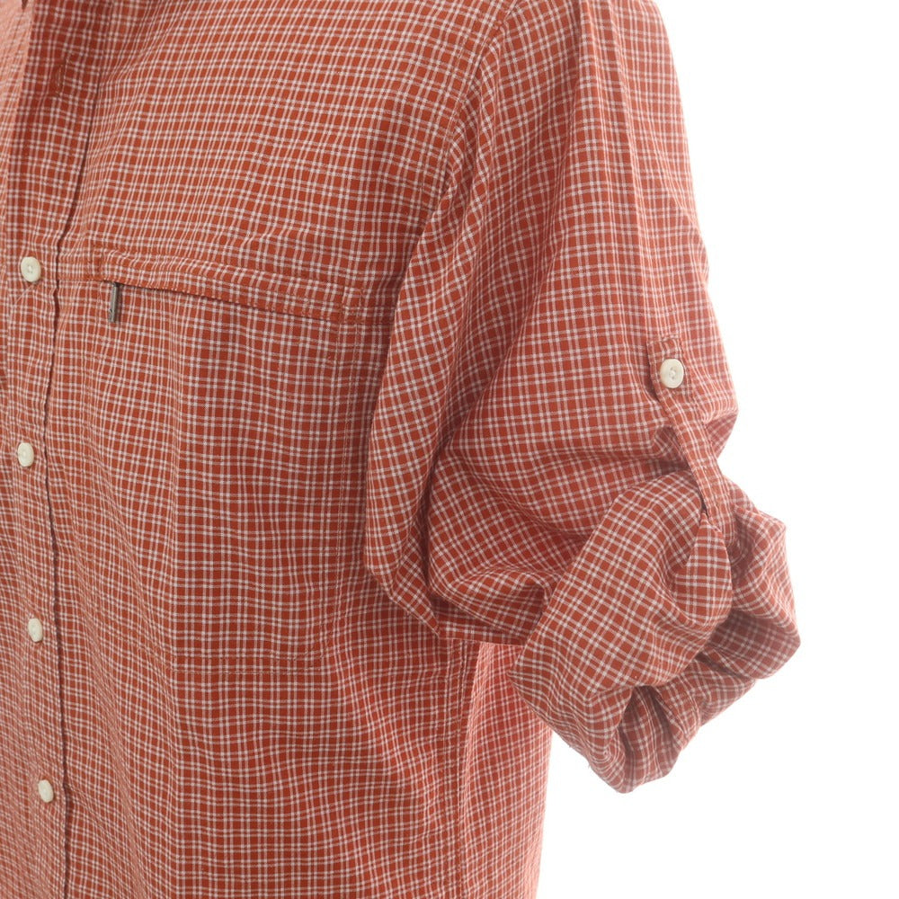 【中古】ザノースフェイス THE NORTH FACE ポリエステル チェック カジュアルシャツ オレンジレッド系xホワイト【 L 】【 状態ランクB 】【 メンズ 】