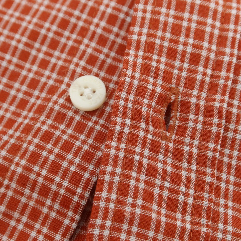 【中古】ザノースフェイス THE NORTH FACE ポリエステル チェック カジュアルシャツ オレンジレッド系xホワイト【 L 】【 状態ランクB 】【 メンズ 】