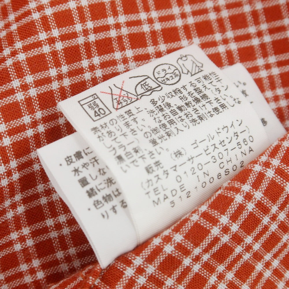 【中古】ザノースフェイス THE NORTH FACE ポリエステル チェック カジュアルシャツ オレンジレッド系xホワイト【 L 】【 状態ランクB 】【 メンズ 】
