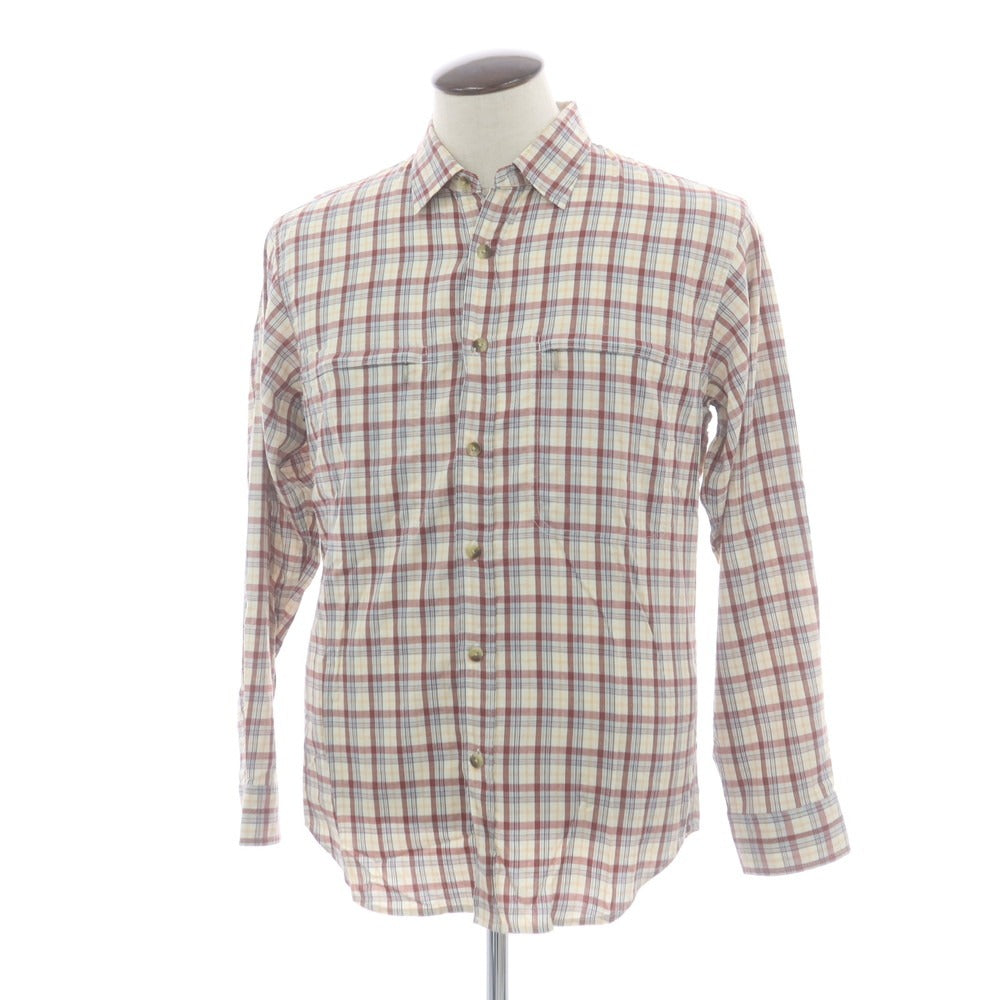 【中古】ザノースフェイス THE NORTH FACE ポリエステルキュプラ チェック カジュアルシャツ ホワイトxレディッシュブラウン【 L 】【 状態ランクB 】【 メンズ 】
