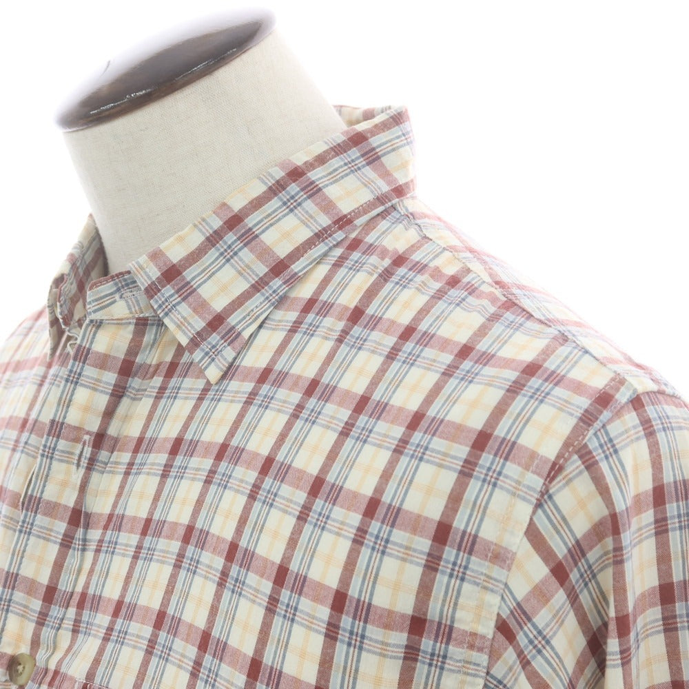 【中古】ザノースフェイス THE NORTH FACE ポリエステルキュプラ チェック カジュアルシャツ ホワイトxレディッシュブラウン【 L 】【 状態ランクB 】【 メンズ 】
