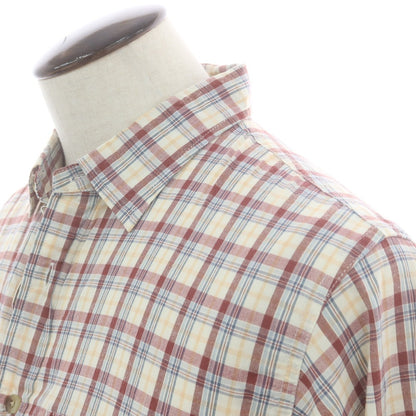 【中古】ザノースフェイス THE NORTH FACE ポリエステルキュプラ チェック カジュアルシャツ ホワイトxレディッシュブラウン【 L 】【 状態ランクB 】【 メンズ 】
